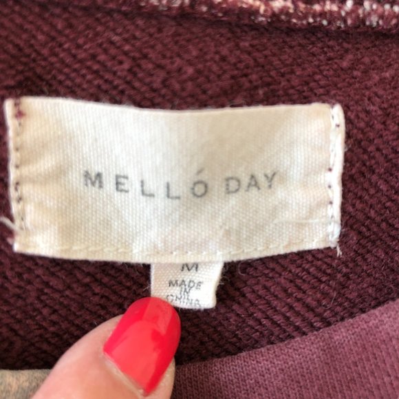 Burgundy Floral Sweatshirt with Statement Sleeve - Picture 7 of 9